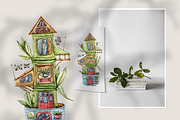 SALE! Watercolor Fairy tale cottage, a Decorative Illustration by Tiana Geo (Thumbnail 11 of 13)