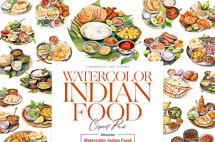 Watercolor Indian Food Clipart, Dish, a Food Illustration by BrushstrokeArtGB