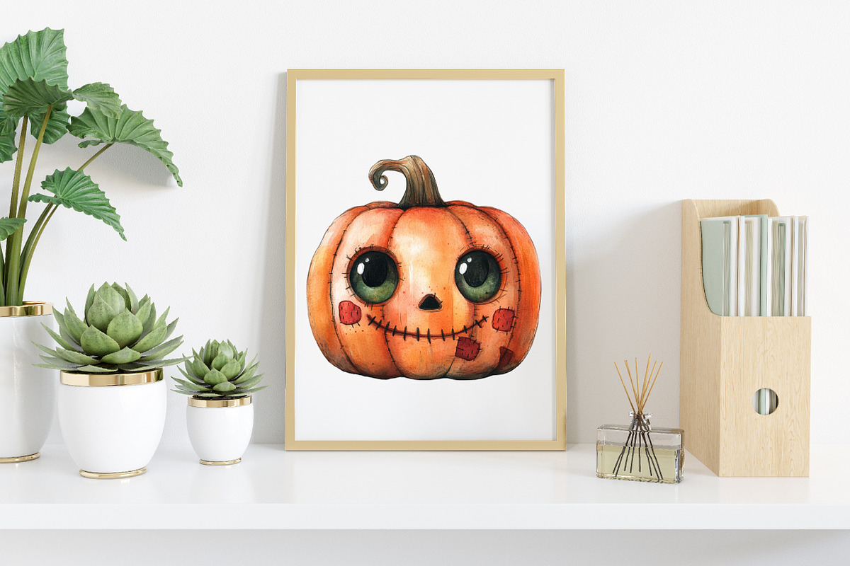 Halloween Patchwork Pumpkin Clipart, an Illustration by Canvas Craft (Photo 6 of 9)