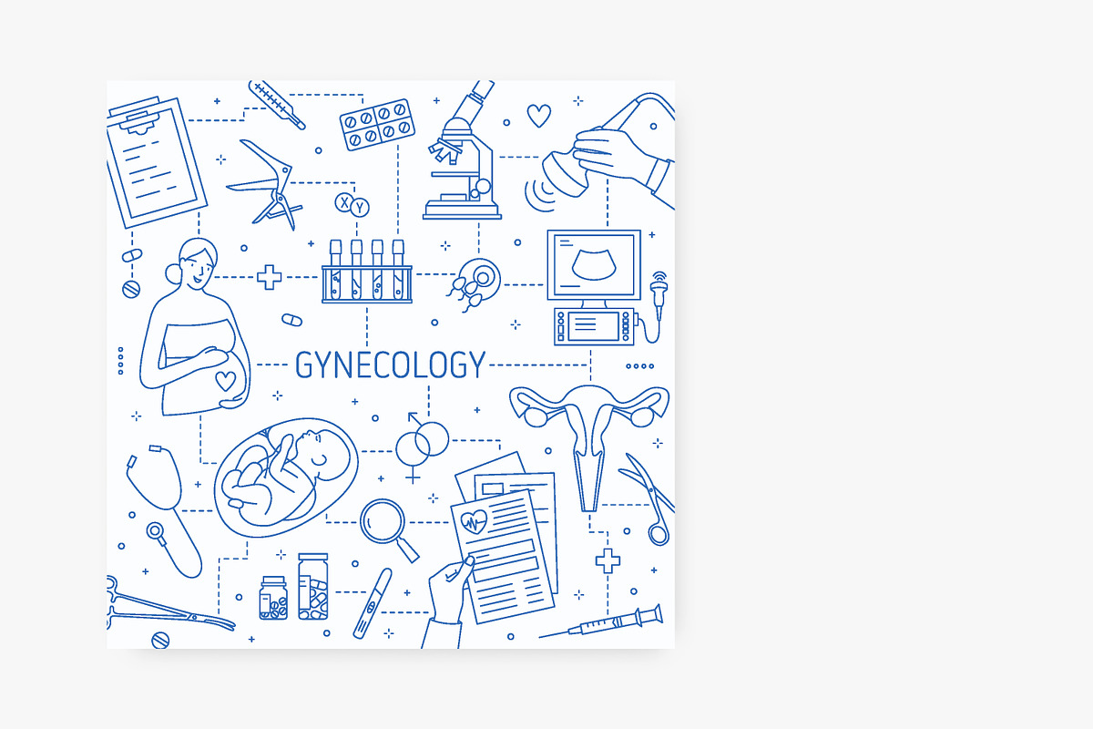 Gynecology line art banners, pattern, a Healthcare Illustration by Good Studio (Photo 7 of 9)