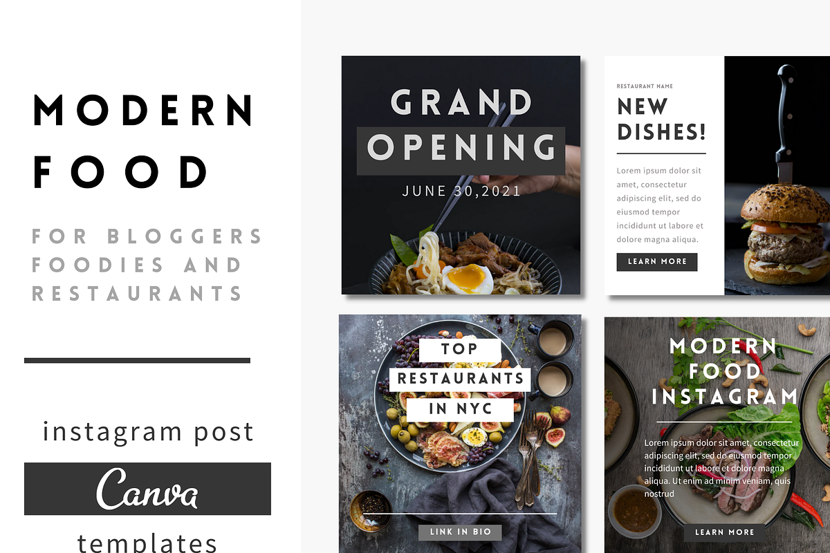 Modern Food Instagram Template Canva, a Social Media Template by Minva Themes (Photo 1 of 3)