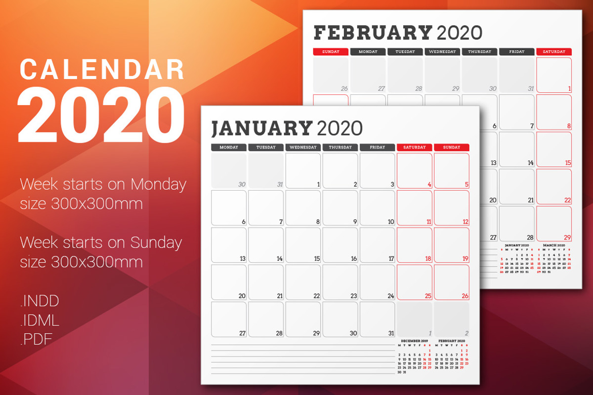 Monthly Planner 2020, a Stationery Template by AntartStock (Photo 1 of 6)