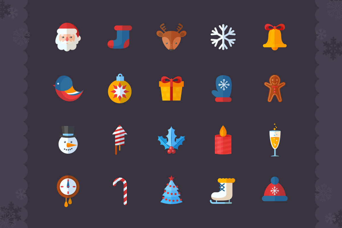 Christmas Flat Icons Set preview 4