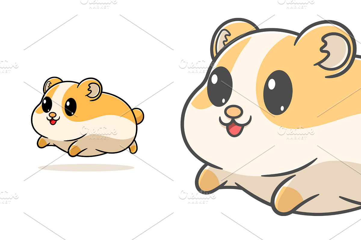 cute hamster running cartoon, an Animal Illustration by garistipis