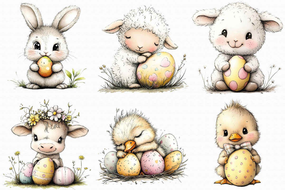 Whimsical Baby Farm Easter Clipart, an Illustration by Libby Wishes (Photo 9 of 9)