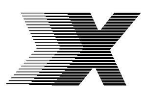 Letter X speed motion lines logo