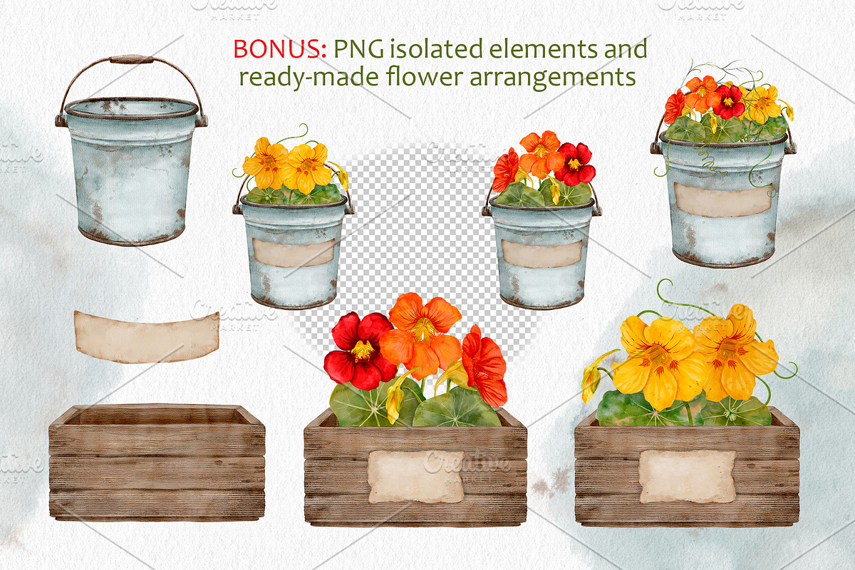 Summer garden watercolor clip art, an Illustration by ARTerria (Photo 10 of 11)