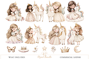 Little Princess Watercolor Clipart, an Illustration by MockupWizard (Thumbnail 2 of 7)