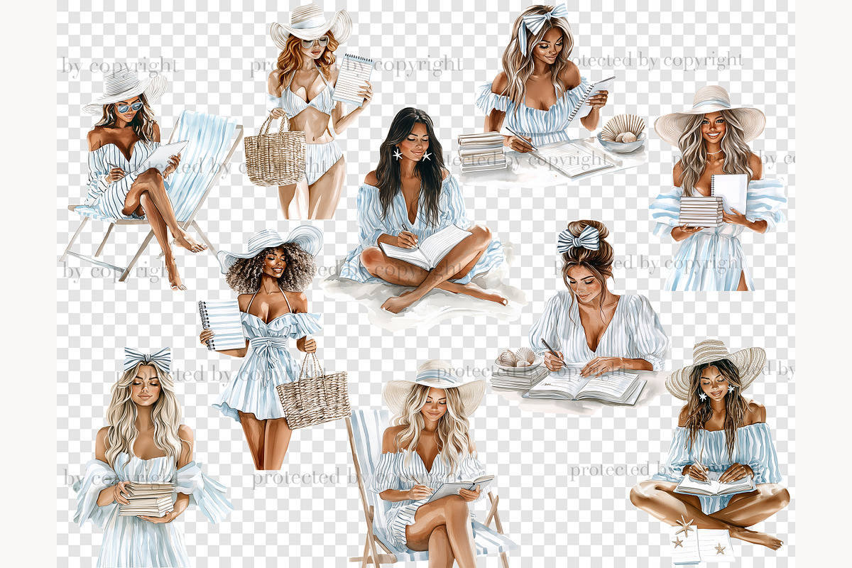 Summer Beach Clipart Collection, a Person Illustration by GlamArtZhanna (Photo 8 of 8)