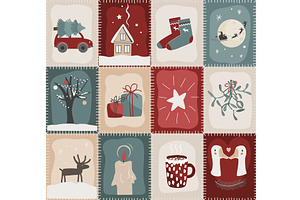 Christmas Patchwork Quilt Seamless, an Object Illustration by Toltemara