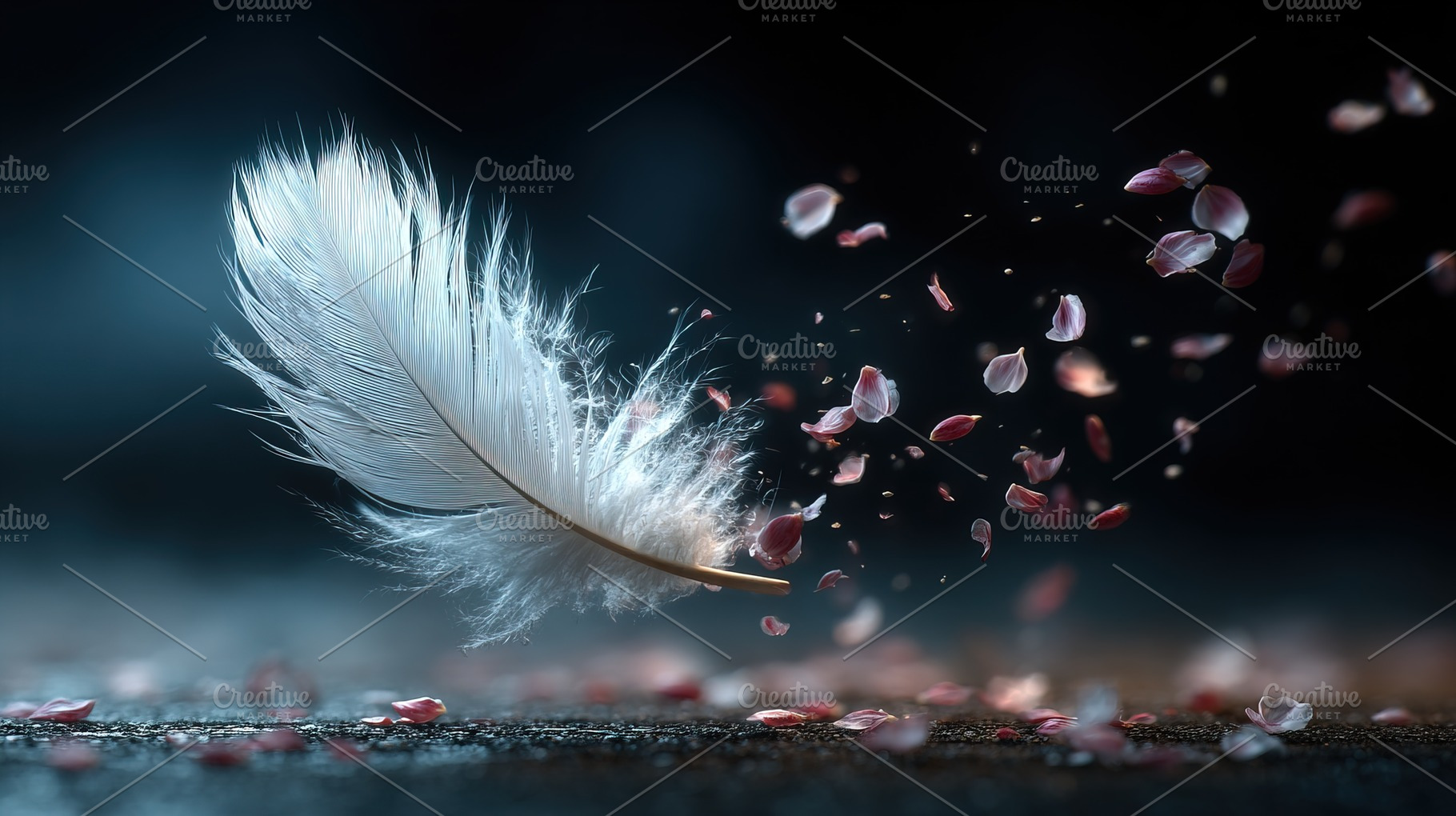 White Feather and Falling Petals, an Animal Photo by Ales Munt