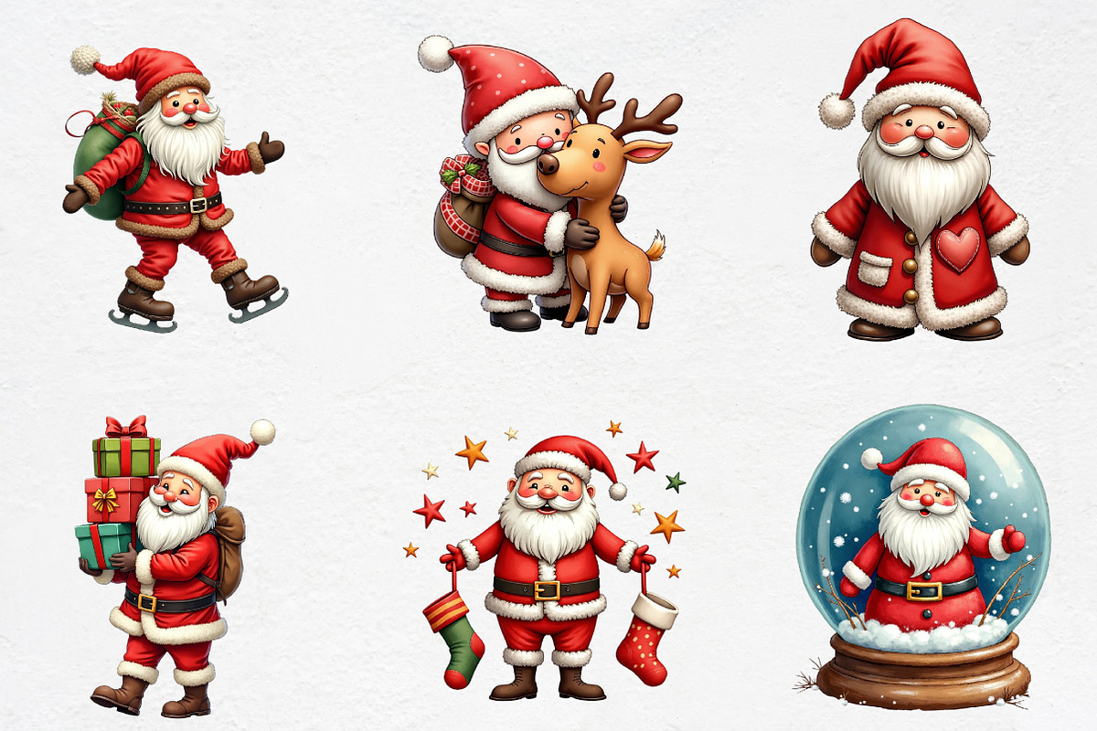 Patchwork Christmas Cute Santa Clipa, an Illustration by CrexoraLab (Photo 2 of 5)