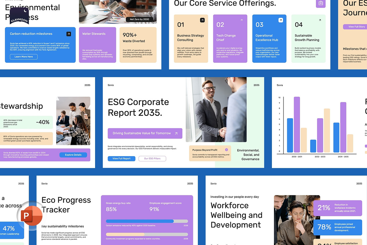 ESG Corporate Report Pitch Deck, a Presentation Template by Claymoon Lab (Photo 2 of 7)