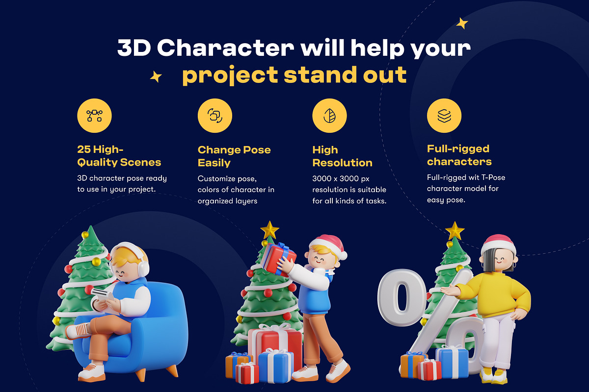 Christmas and New Year 3D Character, a Characters & Person 3D Model by orenjidesign (Photo 2 of 8)