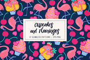 Cupcakes & Flamingos, a Pattern Graphic by Petite Salade (Thumbnail 1 of 4)
