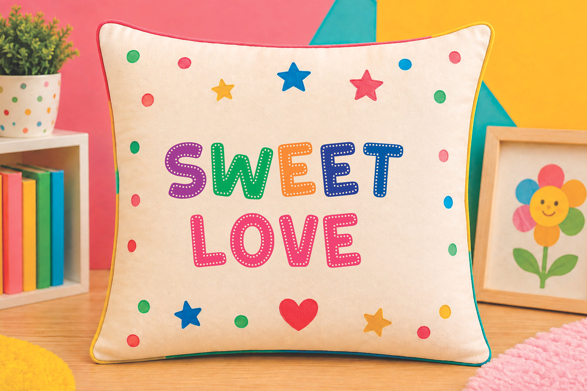 Rainbow Dots - Sticker Font, a Handwritten Font by Mozatype (Photo 3 of 10)