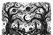 50 Mystical Galaxy Forest Silhouette, a Technology Illustration by Amazin_art (Thumbnail 33 of 34)