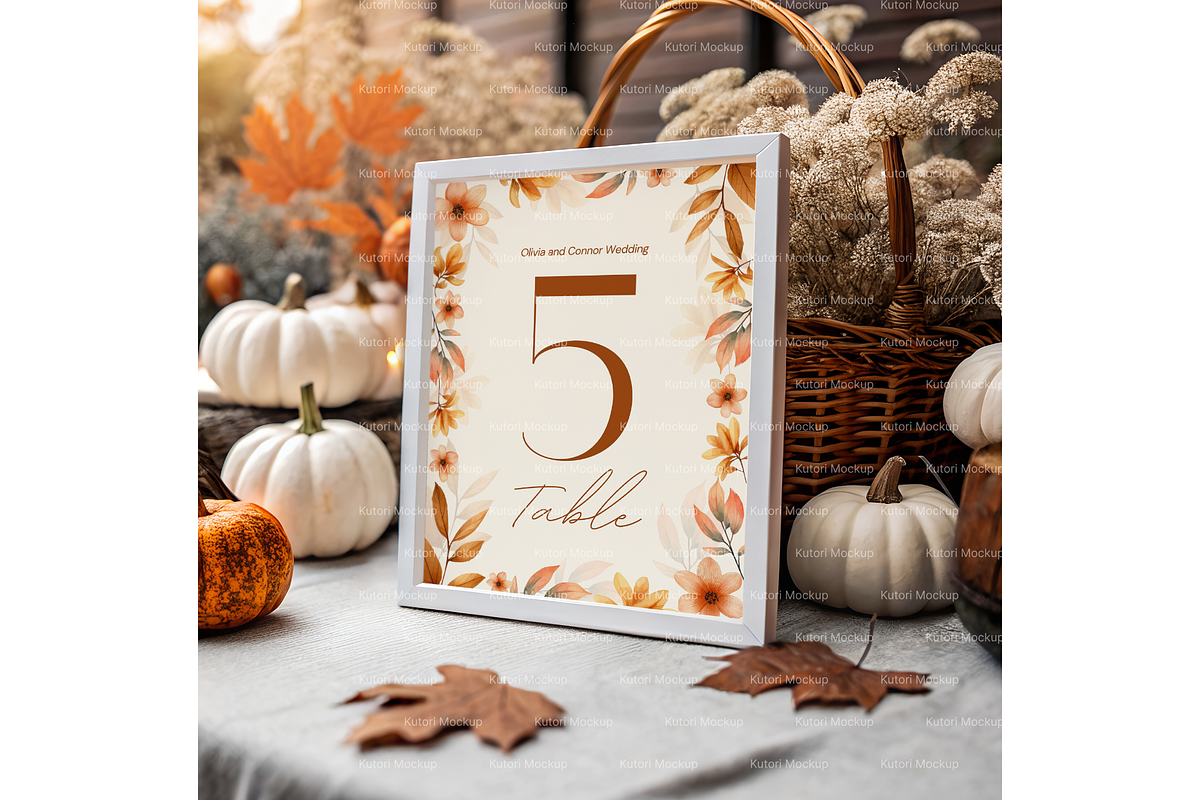 Rustic Autumn Frame Mockup on Table, a Product Mockup by MockupWizard (Photo 4 of 5)