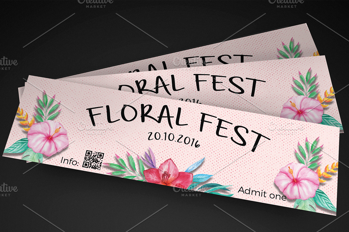 Floral festival event ticket, an Invitation Template by Konakchiev (Photo 1 of 3)