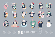 Cute Penguin Clipart & Winter Cards, an Animal Illustration by danceyourlife (Thumbnail 9 of 12)