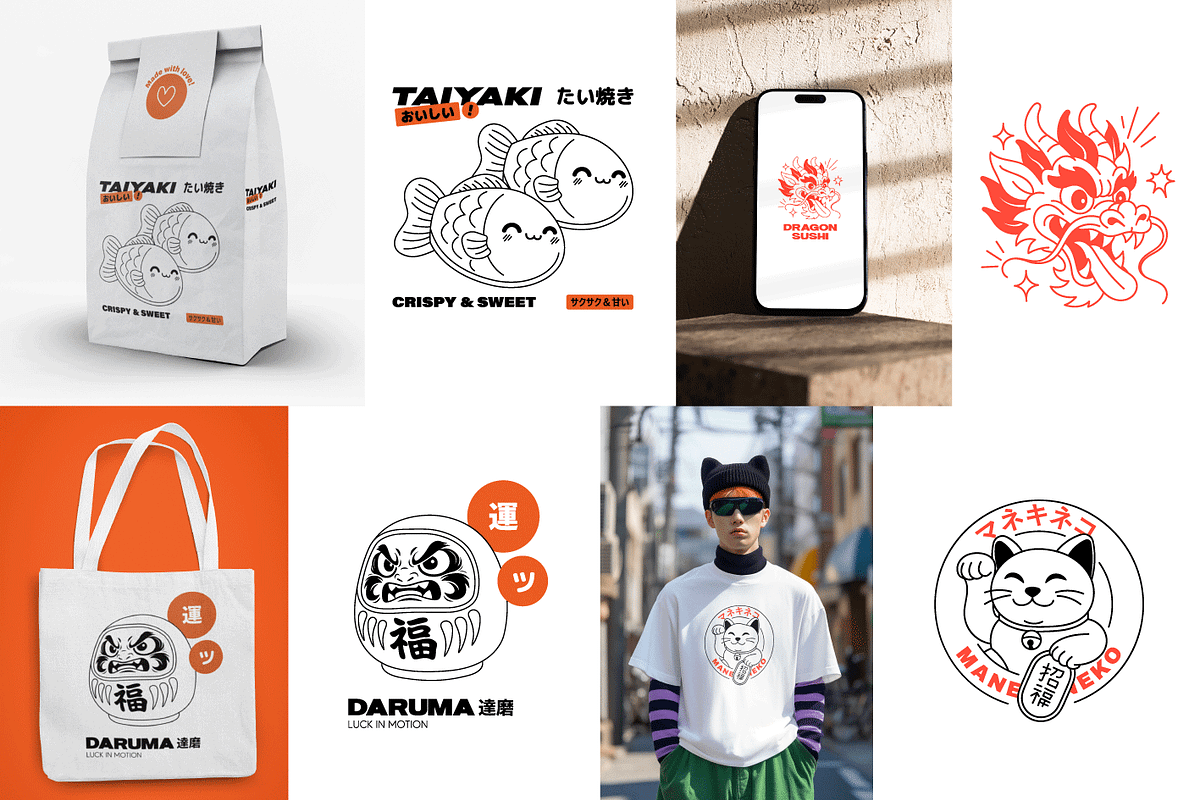 Kawaii Japan Vector Stickers, a Decorative Illustration by SergeyBitos (Photo 5 of 12)