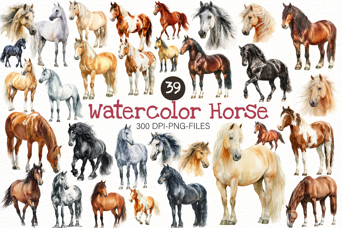 Watercolor Horse Clipart, an Illustration by Designworld (Photo 1 of 8)