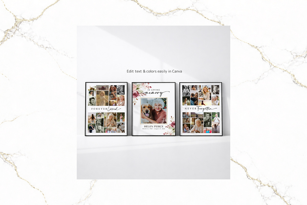 3 Panel Funeral Collage Canva FR008, a Poster Template by TyphoonStudio (Photo 6 of 9)