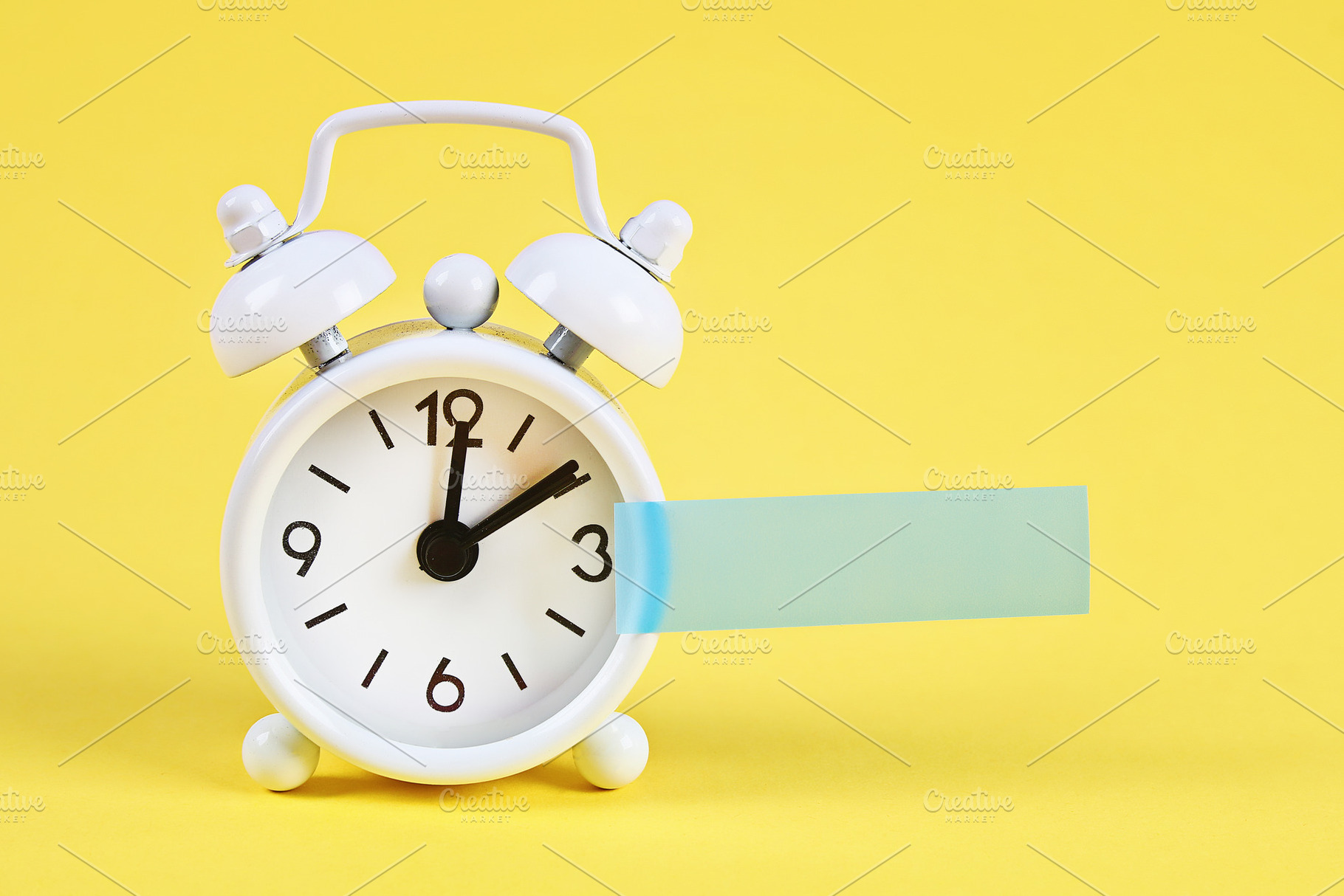 White alarm clock yellow pastel back containing alarm, clock, and white, an Arts & Entertainment Photo by Detriana