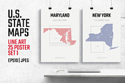 U.S. State Maps Line Art Poster set1, an Illustration by MaximGertsen (Thumbnail 1 of 7)