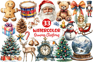 Vintage Drawing Christmas Clipart, an Illustration by Dream Creation