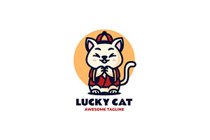 Lucky Cat Mascot Cartoon Logo, a Branding & Logo Template by Artnivora.Std
