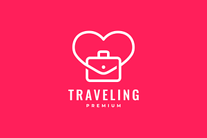 travel bag love heart shape logo, a Branding & Logo Template by devastd