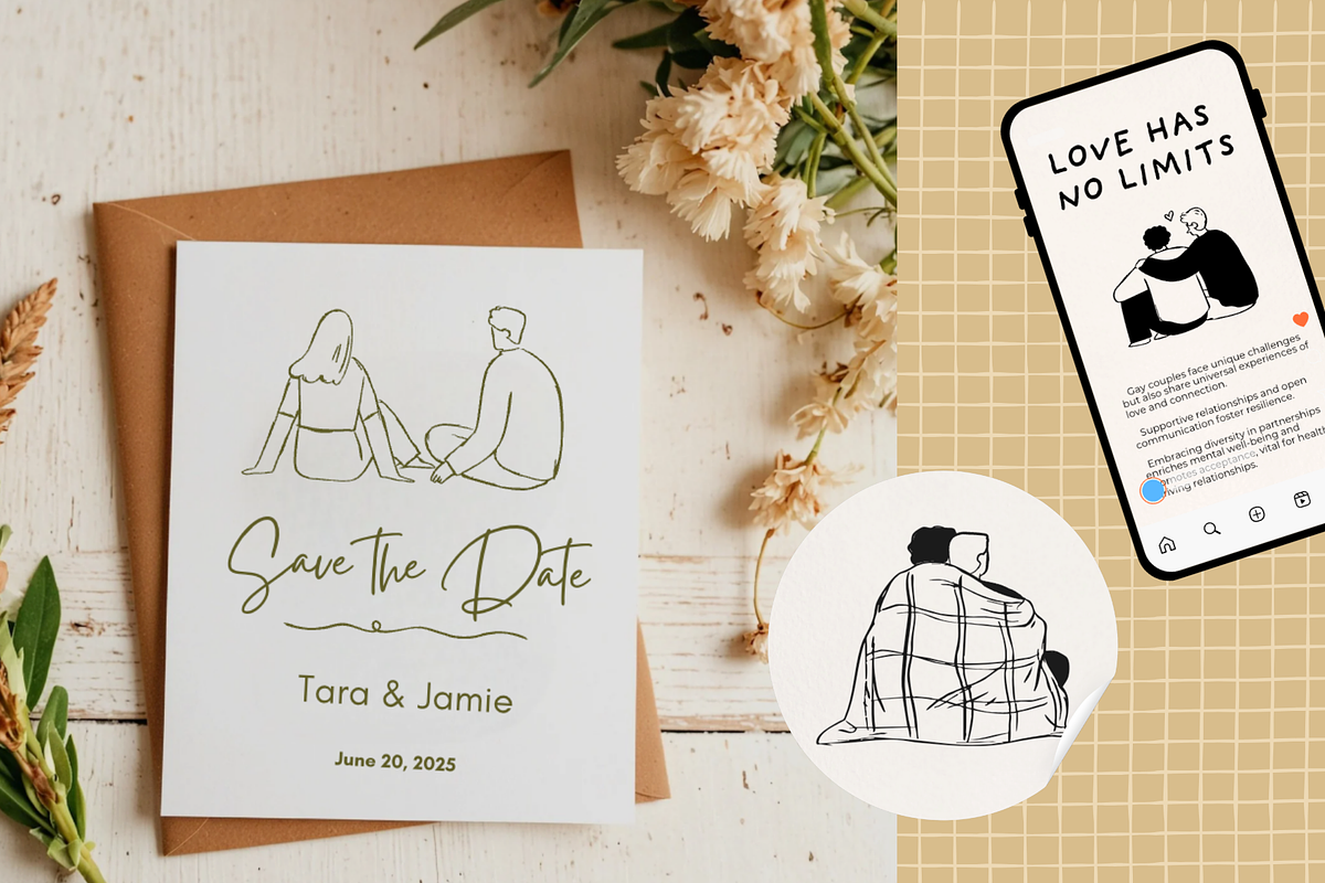 Valentines Day couples line art svg, a Person Illustration by Heartwarming Art (Photo 10 of 11)