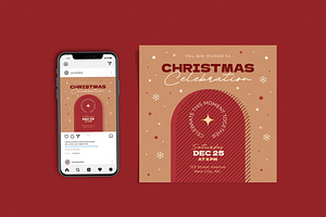 Christmas Celebration Square Brown, a Flyer Template by Me55enjah Design
