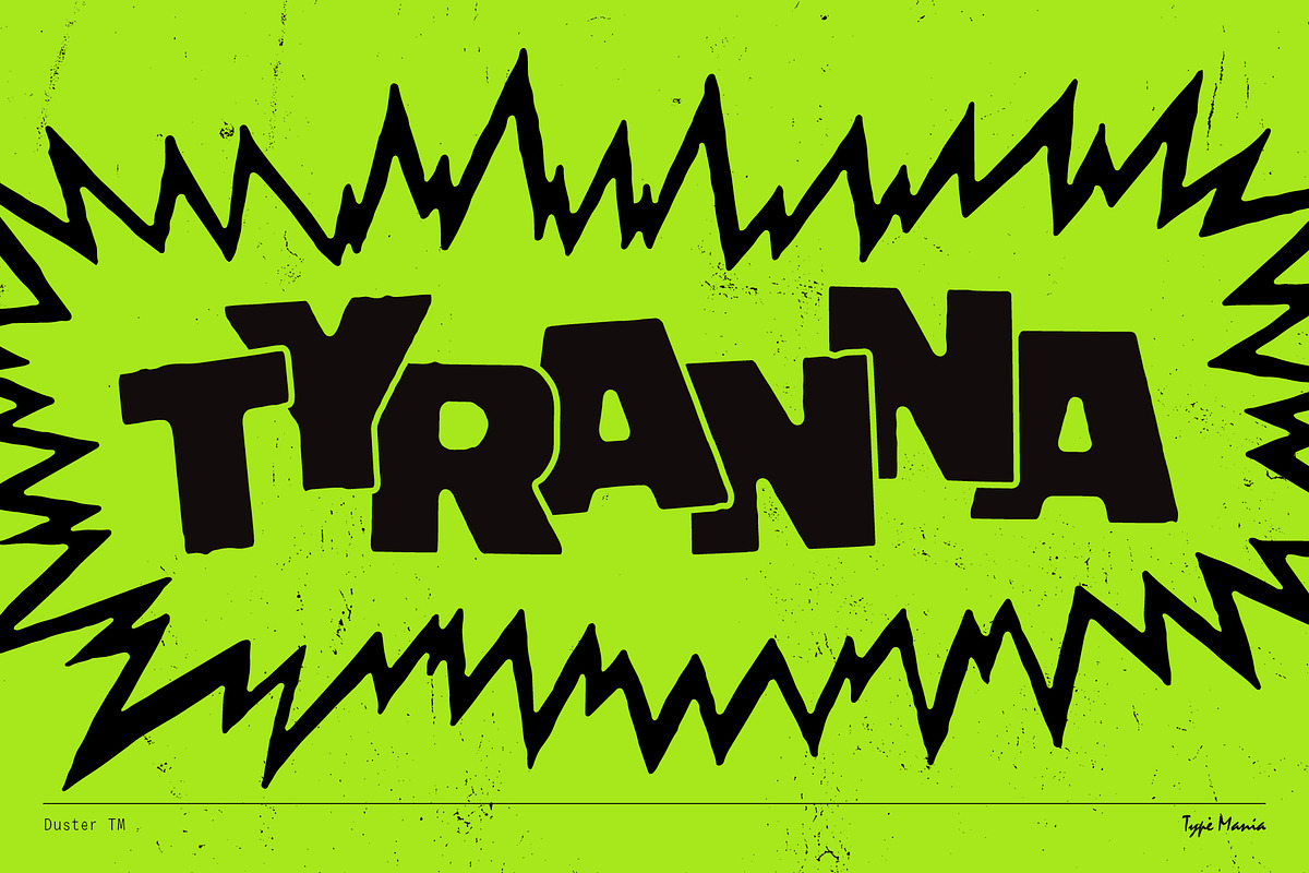 Duster TM – Heavy Distressed Type, a Sans Serif Font by Type Mania (Photo 9 of 13)