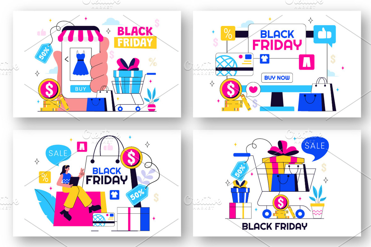 11 Black Friday Sale Illustration, a Finance Illustration by denayunebgt (Photo 2 of 5)