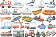 Watercolor Transportation Clipart, a Transportation Illustration by CropUp Creative (Thumbnail 3 of 5)