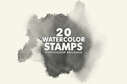 20 Watercolor Photoshop Brushes, a Brush Add-On by AB-TheDesigner (Thumbnail 1 of 4)