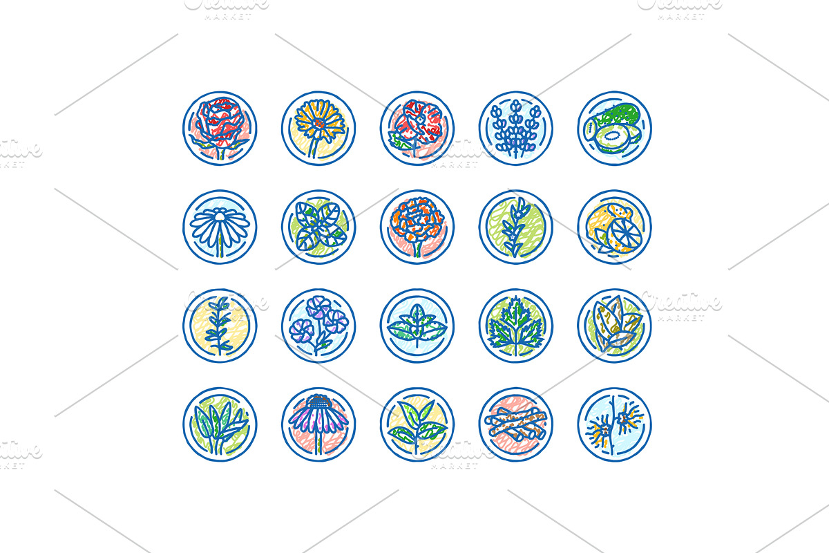 plant natural cosmetic green icons, an Object Illustration by pikepicture