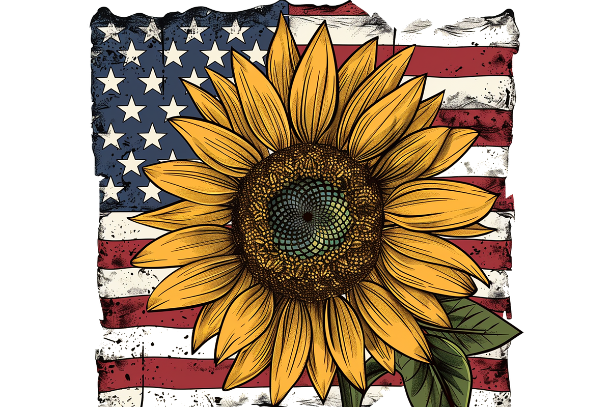 Patriotic Sunflower Clipart, a Decorative Illustration by Printable Treasure (Photo 5 of 5)