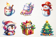 Cute Christmas Watercolor Clipart, an Illustration by RobertsArt (Thumbnail 7 of 7)