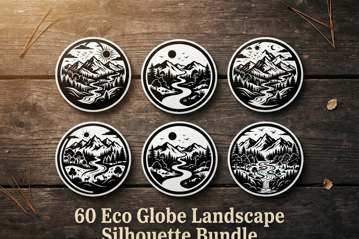 60 Eco Globe Landscape Silhouette, a Technology Illustration by Amazin_art (Photo 1 of 25)