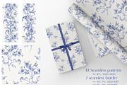 Vintage Flowers Vector blue Toile, an Object Graphic by ON_lineart_store (Thumbnail 9 of 10)