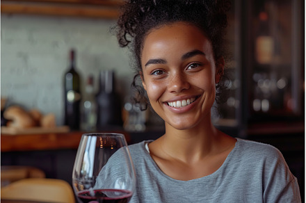 Young Black Woman Enjoying red Wine, a Person Photo by Lermont51