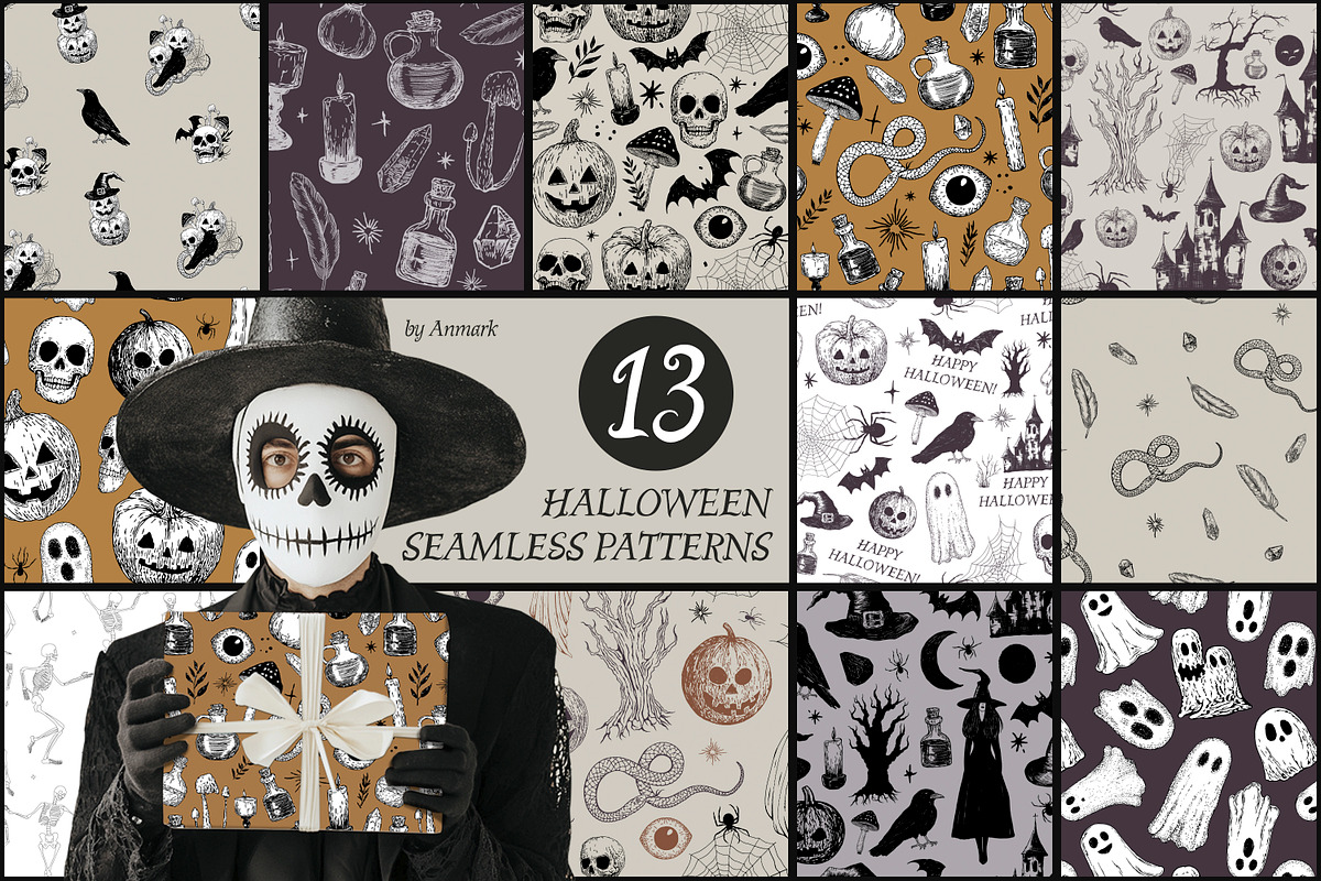 Halloween seamless patterns, a Pattern Graphic by AnMark (Photo 1 of 5)