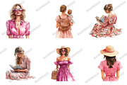 Pink Summer Family Watercolor Clipar, an Illustration by designcity5 (Thumbnail 2 of 5)