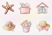 Coquette Coastal Clipart Bundle, an Illustration by CreationArt (Thumbnail 8 of 9)