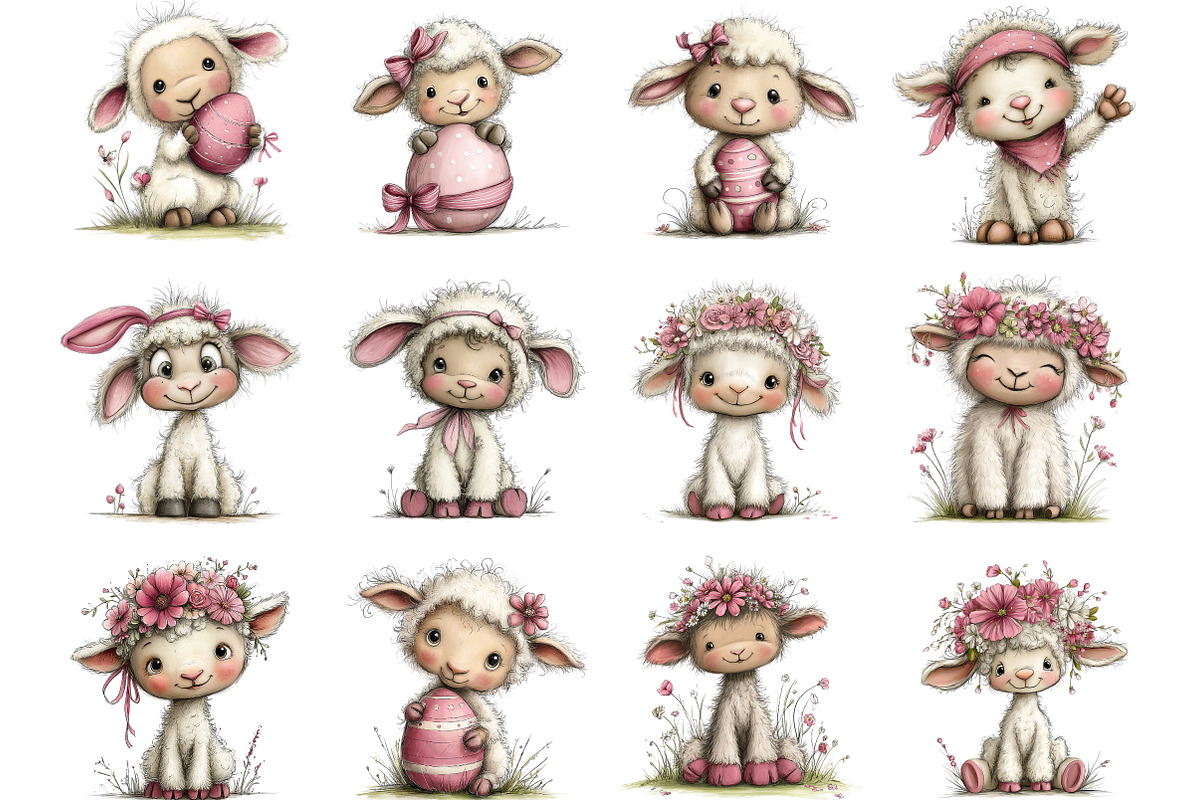 Easter Lamb Clipart, an Illustration by Designking (Photo 3 of 5)