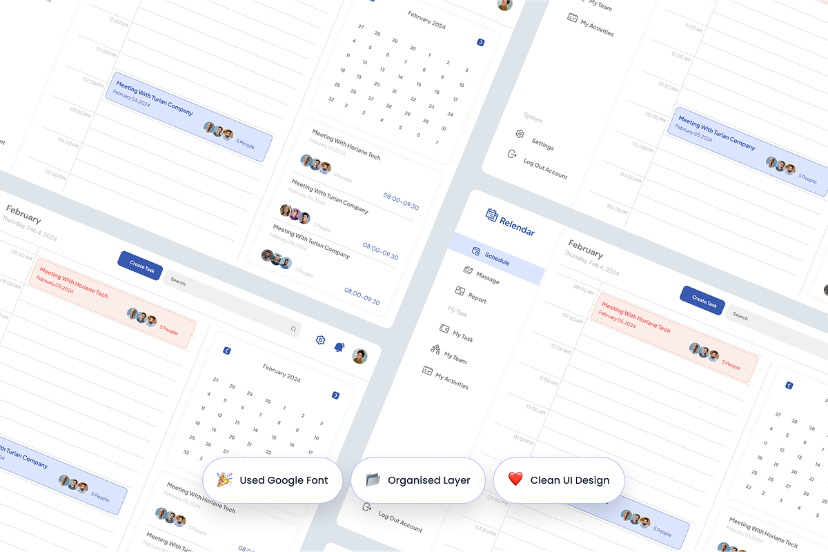 Relendar - Calendar Dashboard, an UI Kit Template by Annora Studio (Photo 3 of 6)