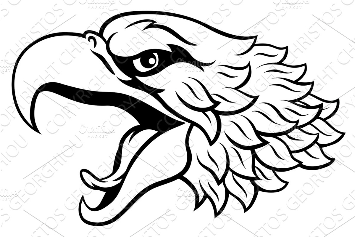 Bald Eagle or Hawk Mascot Head Face, an Animal Illustration by Christos Georghiou
